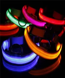 USB Cable LED Nylon Dog Collars Dog Cat Harness Flashing Light Up Night Safety Pet Collar multi color SXL Size Christmas8558615