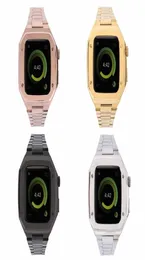 시계 밴드 수정을위한 스테인리스 스틸 스트랩 케이스 45mm 44mm 41mm 금속 모드 키트 IWATCH 시리즈 7 6 SE 5 4 3 2 1S95415242