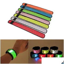 Decoração de festa Nylon LED Sports Slap Wrist Strap Banda Pulseira Luz Flash Pulseira Braçadeira Brilhante Fábrica Atacado Lx2233 Drop D Dhlg4