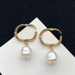 Pendientes con dijes de diamantes de moda de diseñador de lujo aretes orecchini para damas fiesta de boda joyería de regalo para parejas con box278f