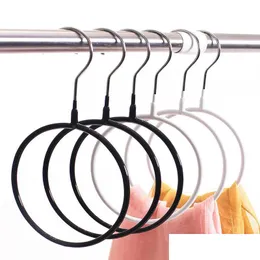 Hangers & Racks Storage Rack Metal Silk Scarf Hanger Round Ring Organizer Toroidal Circle Garment Belt Tie Towel Clothes Shelf Holder Dhb7L