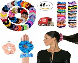 Hair Scrunchies Velvet Elastics Hair Ties Scrunchy Bands Ties Ropes Gifts 46 Pcs7578785