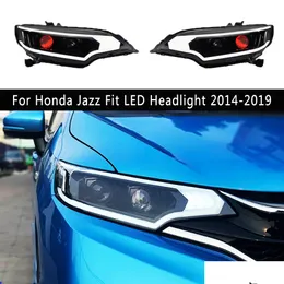 Led Daytime Running For Honda Jazz Fit Headlight 14-19 Car Accessoires Drl Light Dynamic Streamer Turn Signal Indicator Headlamp Drop Ottpw