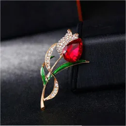 Pins, Brooches Crystal Tip Brooch Diamond Flower Cor Scarf Buckle Brooches Women Dress Suit Fashion Jewelry Will And Sandy Dhgarden Dh1Ci