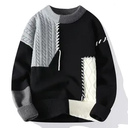 2024 MENS STREETWEAR RIPED HOUL SWEATER KOREAN WYSOKIE Luksusowe luksusowe zimowe swetry Hip Hop Men Soft Warm Autumn Pullover 231228