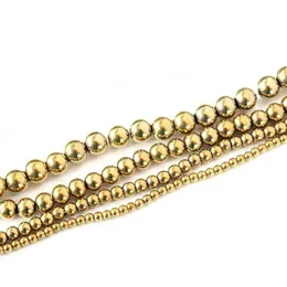 سلاسل ckysee قطعة واحدة ذهبية مستديرة قلادة الهيماتيت حجم 4 6 8 10 مم سلسلة رقبة المرأة للسيارات DIY Make2939