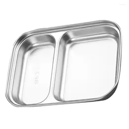 Dinnerware Define bandejas de aço inoxidável Plato de jantar dividido Placas de tempero de imersão que serve molho de prato criança