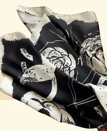 Preto branco designer letras imprimir flor imitar lenço de seda bandana para mulheres moda alça longa saco cachecóis paris ombro tot9157562