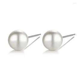 Orecchini per borchie 925 Sterling Silver 6mm/8mm/10mm Pearl Sweet Simple Round Earrings Per Women Girl Fashion Gioielli regalo
