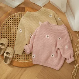 Hiver automne bébé garçons filles pull à manches longues mignon fleur tricot vêtements né tricots pull haut pour bébé 231228