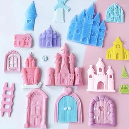 Moldes de cozimento fondant bolo decoração moldes dos desenhos animados 3d princesa castelo modelagem sugarcraft molde de silicone ferramentas caseiras de chocolate