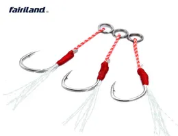 전체 hicarbon steel jig bkk hook 보조 리드 미끼 피쉬 핵 w 꼰 pe 라인 깃털 후크 20kg44ib 10 12 14 16 avail4232377