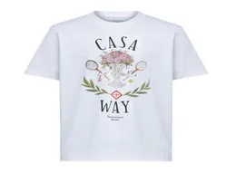 23SS way t shirt tennis racket bouquet letter print tees casual round neck men and women short sleeved T-shirt8834769