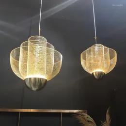 Ljuskronor nordiskt järnnät LED -ljuskrona belysning Luster Designer Geometriskt vardagsrum silverguld kreativa stora hängande lampor