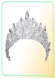 Wunderschöne Prinzessin Große Hochzeitskronen Brautschmuck Kopfschmuck Tiaras Damen Silber Metall Kristall Europäische Kopfschmuck Schmuck Braut Ac5069535