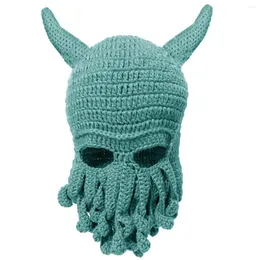 Boinas Bomhcs engraçados Octopus barba Tentáculos Ox Horns Olhos Holos Balaclava Hat Halloween Cosplay Capuz