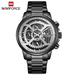 Naviforce relógios esportivos masculinos marca superior de luxo aço completo quartzo relógio data automática masculino exército militar à prova dwaterproof água watch248l