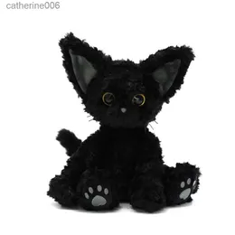 Animali di peluche ripieni Simpatico plaime gatto peluche cuscino di tiro kaki tedesco riccio KUKI bambola gatto nero occhi grandi influencer bambino regalo di compleanno L231228