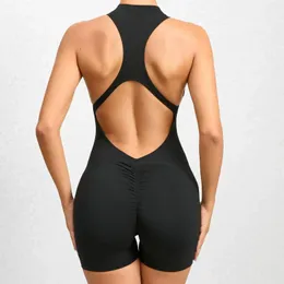 Set attivi Sport Tuta corta Donna Hollow Backless Scimmie sexy One Piece Set yoga Pagliaccetti Tute fitness da donna Tutina da palestra Unitard