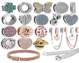 925 Sterling Bee Safety Chain Clip Charm Beads Fit Original Reflexão Malha Pulseira Prata 925 Jewelry3983151