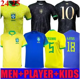 24 25 축구 유니폼 키트 멀리 Paqueta Brazils 2023 2024 홈 브루노 G. Coutinho 축구 셔츠 예수 예수 마르셀로 펠레 카세미로 브라질 Maillots Vini Jr Camisas 남성 세트 어린이