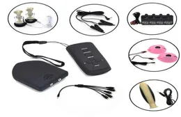 Ensemble de choc électrique avec télécommande sans fil, pinces à tétons à Stimulation électrique, coussinets à ventouse, Plug Anal, jouets sexuels pour adultes X07283141170