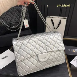 Kobiety projektantki Maxi Jumbo Classic Flap Torba na ramię 39x25cm kawior/jagnięta skóra srebrna metalowa łańcuch Matelasse Sainbage Diamond High Pococer torebka lotniska