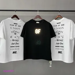 3O3N MEN MEN THERTS FASHION ESS SEGNER FOM OF GOD FOG NINE Party Co تحمل علامة GF التذكارية 3M عاكسة قصيرة الأكمام FG High Street T-Shirt T-Shirt