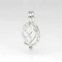 925 Silver Ed Cage Locket Scielling Silver Pearl Crystal Gem Bead Cage Cage Подвеска для Diy Fashion Jewellery Charms308G