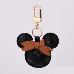 Accessori per cartoni animati Mouse Design Portachiavi per auto Bomboniera Borsa a fiori Ciondolo Gioielli Portachiavi Portachiavi per uomo Regalo Moda Pu Pelle An Dhzcs