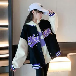 Primavera Autunno Ragazze Adolescenti Giacca Bambini Moda Uniforme da baseball Cappotto sportivo Regalo di compleanno 4 6 8 10 12 14 Anni Abbigliamento per bambini 231227