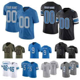 Child Man Women Football 9 Jameson Williams Jerseys Kids 46 Jack Campbell 55 Derrick Barnes 32 Brian Branch 21 Tracy Walker III 5 David Montgomery 87 Sam LaPorta Team