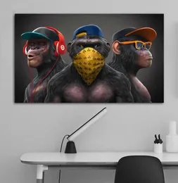 3 Plakat Monkeys Cool Graffiti Street Art Canvas Malowanie sztuki ściennej do salonu Plakaty i druki 6282677