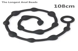 New Longest Anal Beads 108cm Anal Plug Sex toys for Woment and Men Silicone Prostate Massager Erotic Flirt Toy Drop Y19106094032