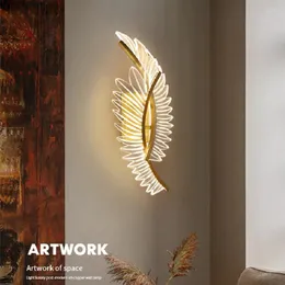 Lâmpadas de parede iwp nórdica lâmpada de cobre decoração de interior ala sconnce de anjo criativo Luz para o corredor da sala de estar da sala do quarto bar