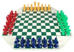 4 Way Chess Set 4-Player Game Game Game Games Games Medival Chess مع 60cmchessboard 68 شطرنج قطع 97 مم King Travel Game 231227