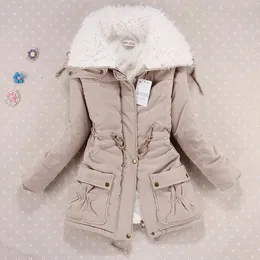 Frauen Winterjacke verdicken mit Kapuze lange Daunenjacke Frauen Mantel Slim Fit Haarkragen Baumwolle gefütterte Kleidung Mantel Frauen Daunenmäntel 231228