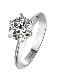 Кольцо из стерлингового серебра 925 пробы с бриллиантом, созданное в лаборатории для женщин, обручальные кольца, ювелирные украшения Whole6478074