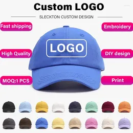 Bola bonés sleckton chapéu personalizado logotipo bordado boné de beisebol para mulheres e homens diy impressão texto design verão sol unisex atacado