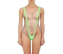 Wydrukowane zabawne borat jednoczęściowy strój kąpielowy Kobiety seksowne włosy klatki piersiowej Kąpiec Suit Summer Szybkie żart Bather NoveltyBeachWear4548899