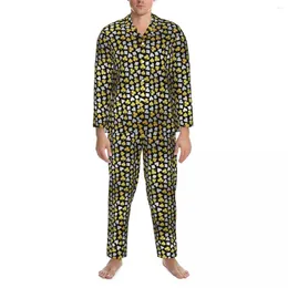 Cards de poker de roupas de dormir masculinas ternos de pijamas Conjunto de Vegas Casino Confortável casal de manga longa Sono solto 2 peças de roupas de noite Plus Tamanho 2xl