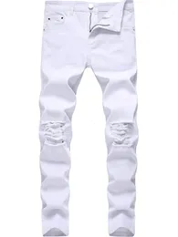 Longbida Men's Slim Fit Ripped Kne Holes Skinny Jeans nödställda och stretchiga avsmalnande denimbyxor 231228