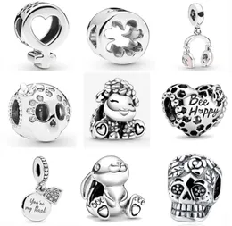 925 Silver Fit Charm 925 Bracelet Rabbit Be Happly Sheep Skull Clover DIY charms set Pendant DIY Fine Beads Jewelry5405893