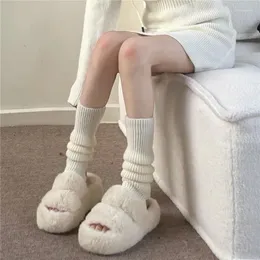 Mulheres meias 1 pares de inverno Autumn mico jk estilo coreano japonês ioga sólida bezerro branco calças apertadas de moda solta