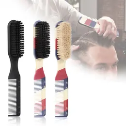 Profesyonel 2 in1 berber tıraş sakal fırçası kaldırma boyun tozu at saç fırçaları insan yüz bıyık tarak temizleme stil araçları