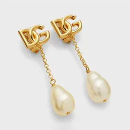 2024 Instagram Trendy and Minimalist DG 프랑스 패션 Long Tassel Water Drop Pearl Earrings New Style