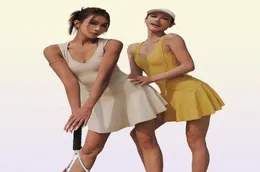 Tennis Dresses Female Sleeveless Sport Training Running Fitness Short Golf Badminton Suits Padded Yoga Skirts 2206229185637