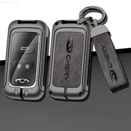 Car Key Trekking Poles Zinc Alloy Car Remote Control Key Case Cover for Chery Tiggo 8 Protective Auto Keychain Shell Buckle Bag Interior AccessoriesL2031228