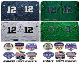 Colégio 12 Tyler Buchner 3 Joe Montana Jerseys Football Green White Navy Blue Away All Stitched For Sport Fans High7123022