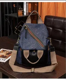 School Bags Women Ashion Large Capacity Denim Canvas Travel Backpack Multifunctional Casual Shoulder Totes Crossbody Bag